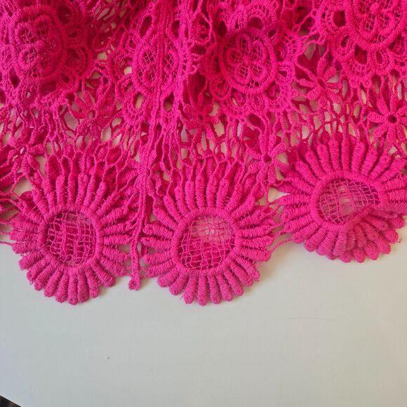 Fever Pink Crochet Lace Cover-Up Tunic Dress Size Small NWT - Picture 7 of 12